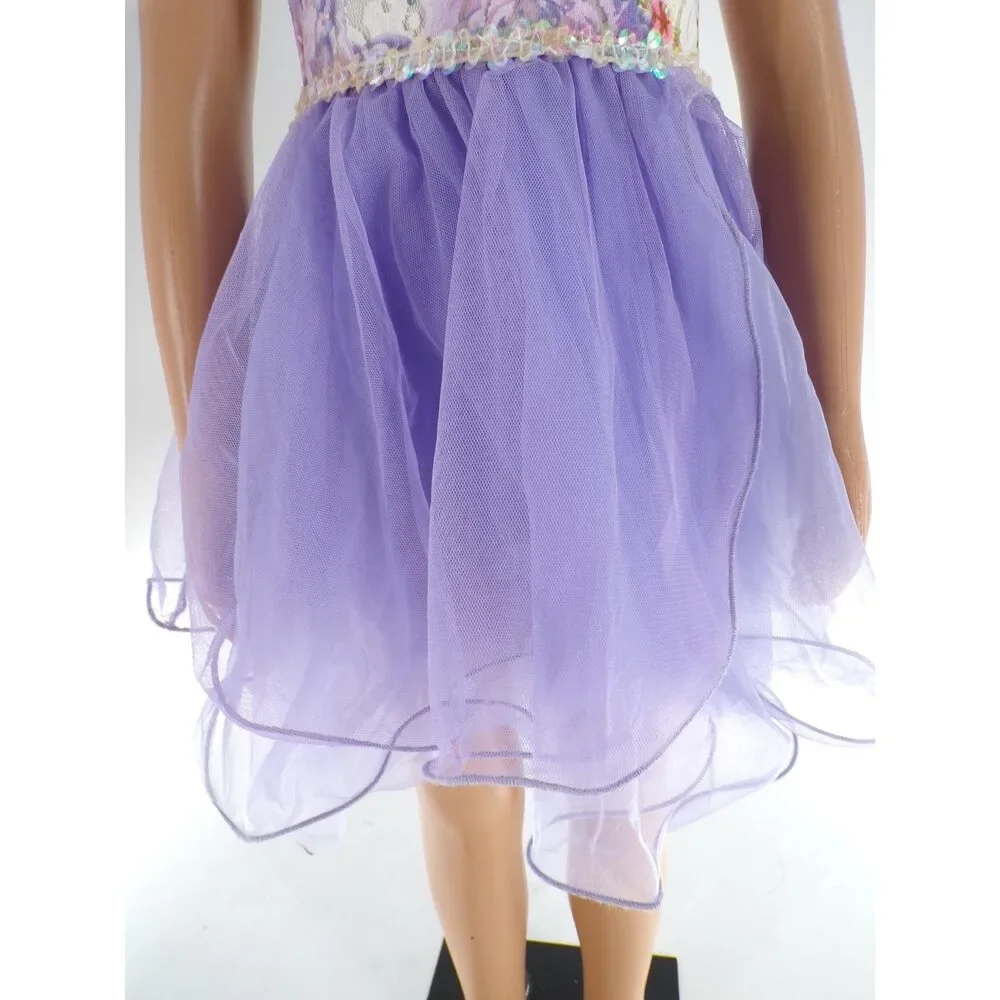 Pre-Owned Dance Costume Gallery 18212 Medium Child Lavender Lyrical Sequins